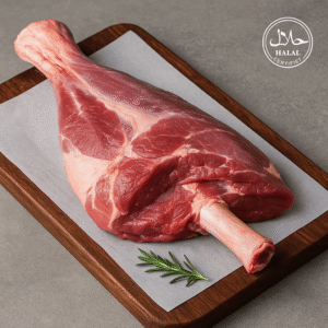 Whole-mutton-leg-on-wooden-board